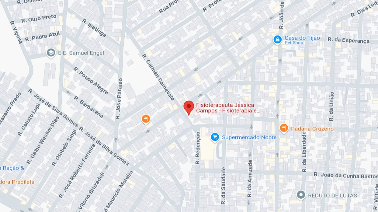 Mapa do consultório de Jéssica Campos - R. Carmen Carnevale, 54, Jardim Nova América, Alfenas - MG